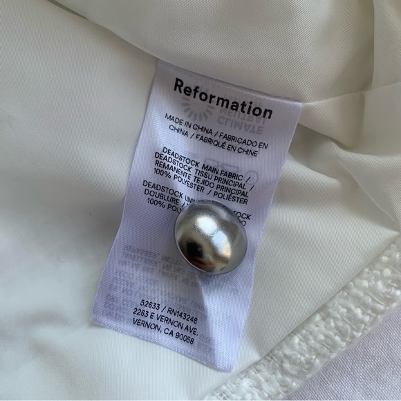 Reformation Trista Knit Tweed Crewneck Button Crop Cardigan Suit Jacket White - Picture 10 of 11
